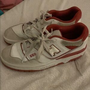 New Balance 550 White and Red Sneakers